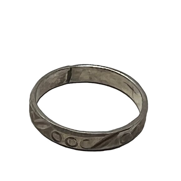 Womens‎ Wedding Band Ring Sterling Silver Engraved - Picture 7 of 9
